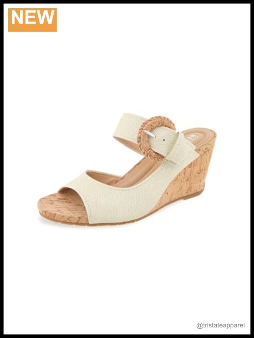 Woven Buckle Cork Wedge Sandals Comfortable Slip-On